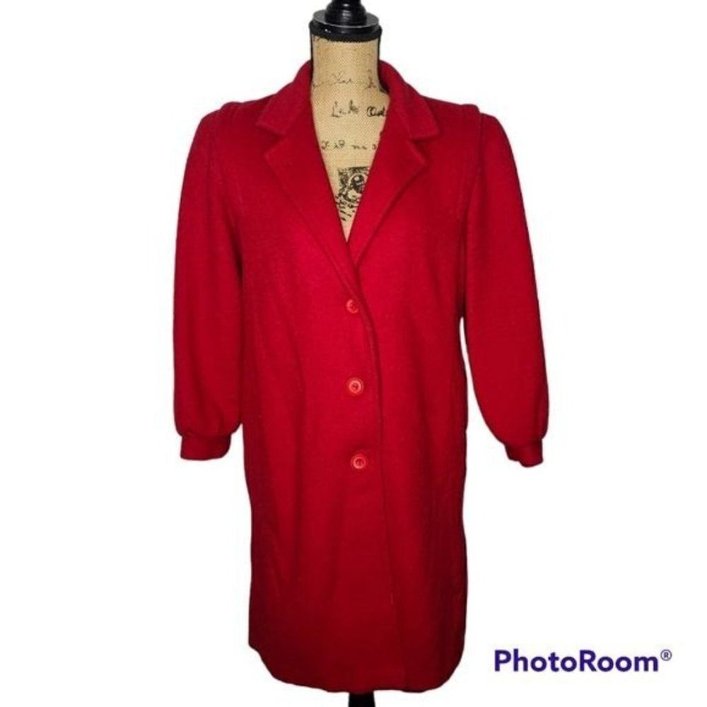 Vintage 80s Red Wool Overcoat Medium